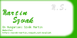 martin szvak business card